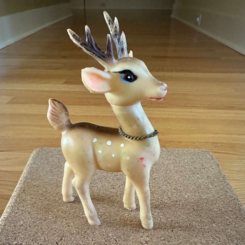 Vintage Rubber Reindeer Made in Japan Mid Century 1950s 1960s